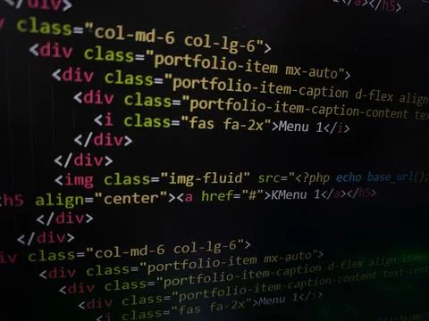 A computer program code that is often used. Computer language source code Stockfoto's