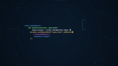 Computer Program Code Typing Automation on Dark Digital Background Stock Footage 347691779