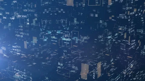 Computer program code in virtual space. The camera rotates 360 degrees Vídeo Stock 150362541