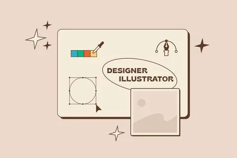 Computer program interface for drawing graphic elements. Professional software f Stock Illustration