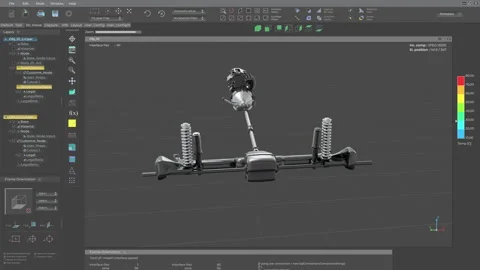 Computer program interface used for the assembly of automotive machine pieces Stock Footage 304705779