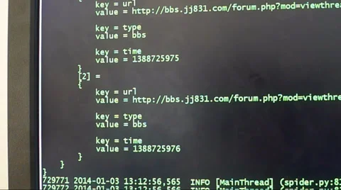 Computer program log running on the screen Stock Footage 33794429