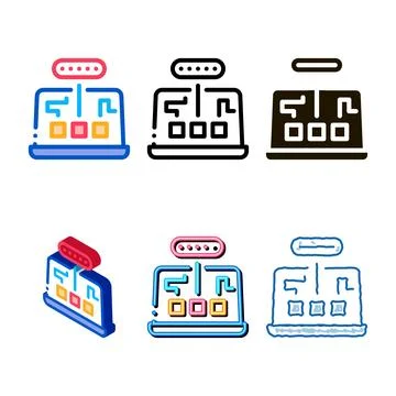 Computer program minimal mistake research icon vector outline イラスト素材