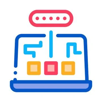 Computer program mistake research icon vector outline illustration Stock Illustration