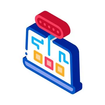 Computer program mistake research isometric icon vector illustration Stock Illustration