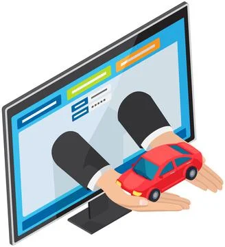 Computer program for selling cars via Internet. Website for transport purchase Stock Illustration