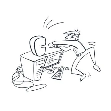 Computer program tester vector illustration doodle sketch Stock Illustration