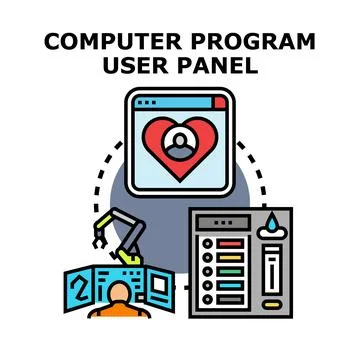 Computer program user panel concept with digital data management イラスト素材