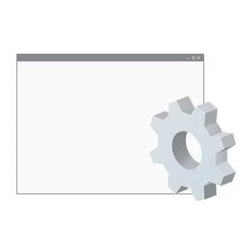 Computer program window with gear icon Settings icon or instruction Stock Illustration