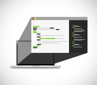 Computer programing 3d browser icon illustration Stock Illustration