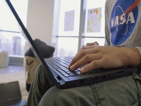 Computer programing on Laptop Stock Footage 80893698