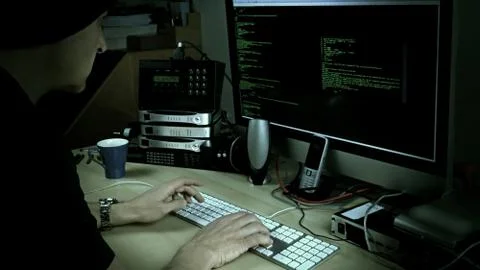 Computer programmer hacker at work #2 Foto stock