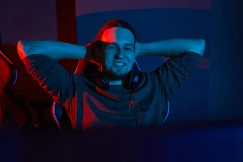 Computer programmer resting after work Stock Photos