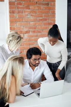 Computer programmer is surrounded by awesome beautiful girls 스톡 사진