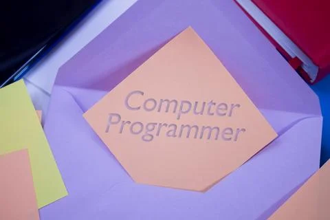 Computer Programmer. Text on adhesive note paper. Event, celebration remind.. 스톡 사진