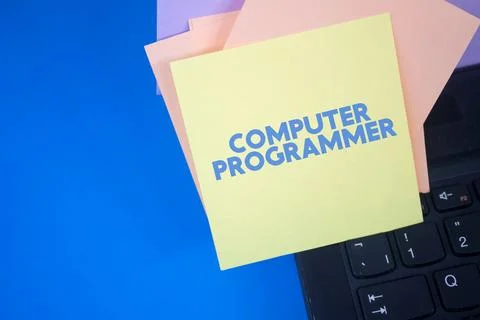 Computer Programmer. Text on adhesive note paper. Event, celebration remind.. 스톡 사진