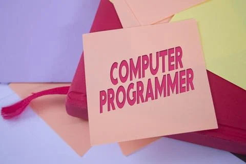 Computer Programmer. Text on adhesive note paper. Event, celebration remind.. 스톡 사진
