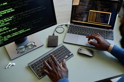 Computer Programmer Top View 스톡 사진