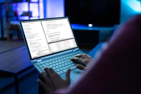 Computer Programmer Using Development Software Stock Photos