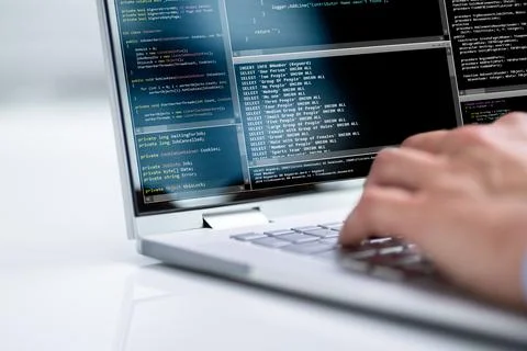 Computer Programmer Using Development Software 스톡 사진