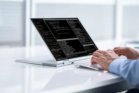 Computer Programmer Using Development Software 스톡 사진