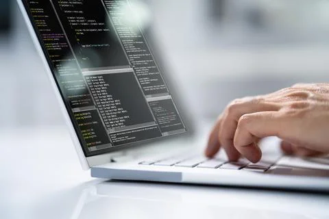 Computer Programmer Using Development Software 스톡 사진