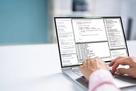 Computer Programmer Using Development Software 스톡 사진