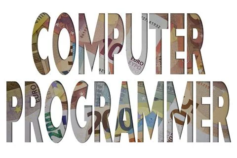 Computer Programmer word with money. Paper currency background with differe.. 스톡 사진