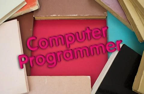 Computer Programmer word in opened book with vintage, natural patterns old .. 스톡 사진
