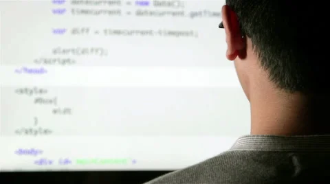 Computer programmer at work coding Stock Footage 50067849