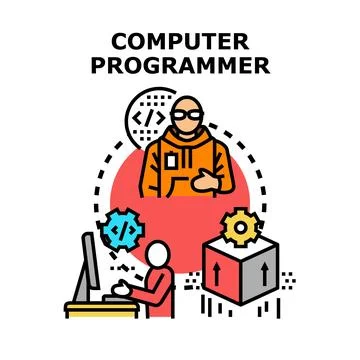 Computer programmer working on software development project Ilustración de archivo