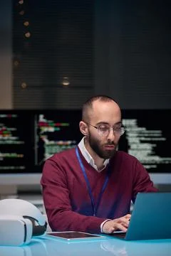 Computer Programmer at Workplace Stock-Fotos