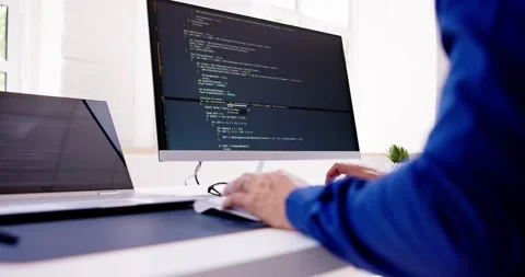 Computer Programmer Writing Program Code On Computer Stock Footage 241956015