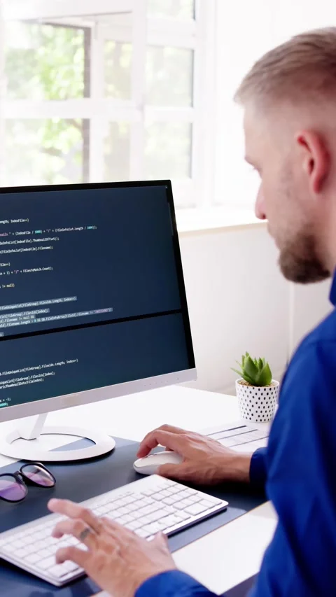 Computer Programmer Writing Program Code On Computer Stock Footage 241970545