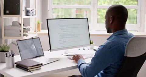 Computer Programmer Writing Program Code On Computer Stock Footage 242028483