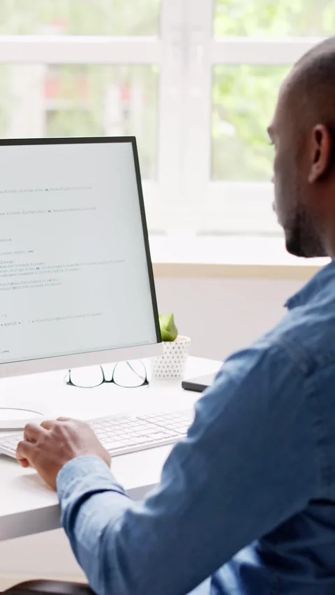 Computer Programmer Writing Program Code On Computer Stock Footage 242039883