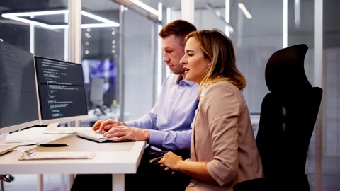 Computer Programmer Writing Program Code On Computer Stock Footage 252855637