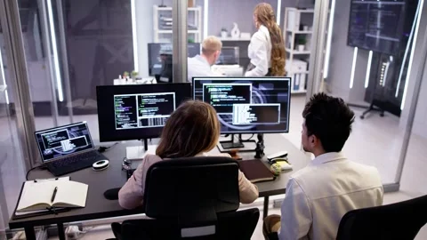 Computer Programmer Writing Program Code On Computer Stock Footage 252855791