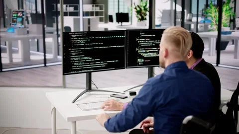 Computer Programmer Writing Program Code On Computer Stock Footage 263482231