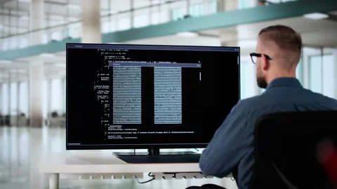 Computer Programmer Writing Program Code On Computer Stock Footage 293895909