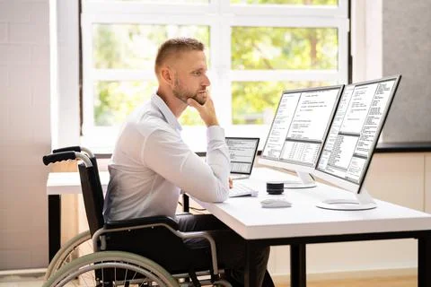 Computer Programmer Writing Program Code On Computer 写真素材