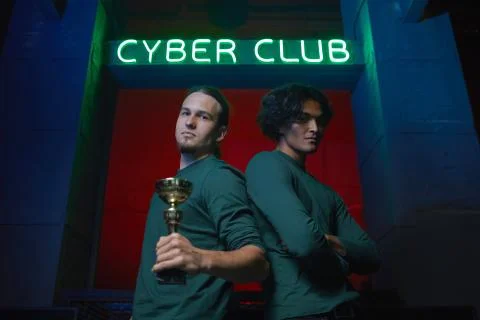 Computer programmers with cup Foto stock