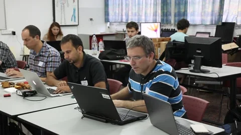 Computer programmers during hackathon Stock Footage 50914788