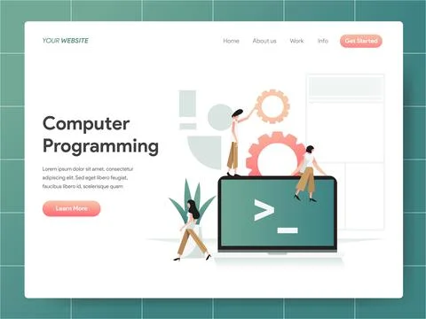 Computer Programming  banner of landing page Concept Stock Illustration