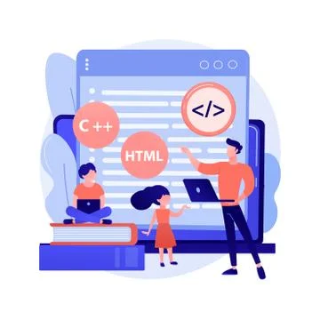 Computer programming camp abstract concept vector illustration. Stock Illustration