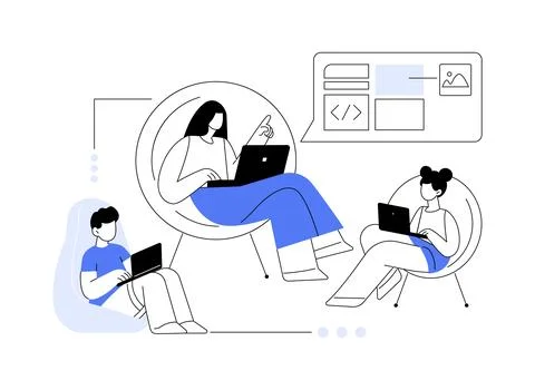 Computer programming camp abstract concept vector illustration. Stock Illustration