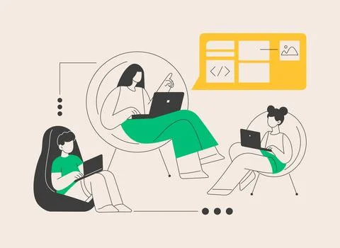 Computer programming camp abstract concept vector illustration. Stock Illustration