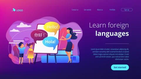 Computer programming camp concept landing page. 스톡 일러스트