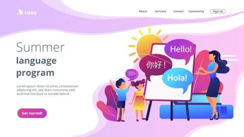 Computer programming camp concept landing page. 스톡 일러스트