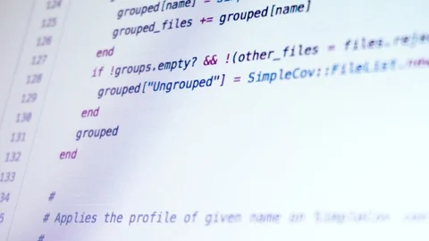 Computer programming code running on the screen Video stock 121367681